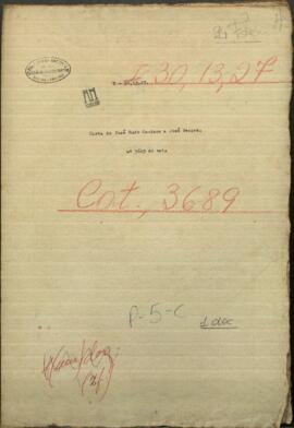 Carta de Jose Rufo Caminos, Cónsul de Paraguay en la ciudad de Paraná, a Jose Berges, Mtro. de Paraguay.
