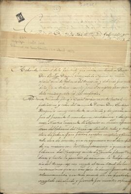 Nominación de Santiago Derqui, por el Gobernador de Entre Ríos y encargado de relaciones Exteriores de la confederación Argentina.