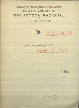 Oficio de J. Volio, Secretario de Estado de Costa Rica, al Mtro. de Relaciones Exteriores de Paraguay, Jose Berges.