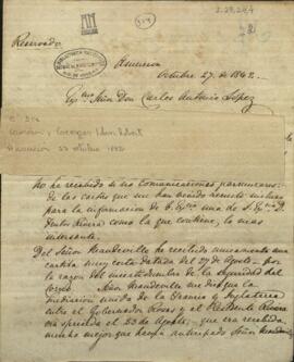 Carta de Georges John Robert Gordon a  Carlos Antonio López.