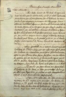 Oficio de Francisco Solano López, Ministro mediador entre los gobiernos de la Confederacion Argentina y Buenos Aires.