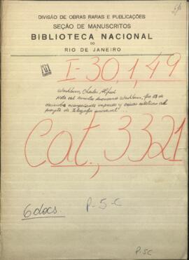 Nota del Ministro americano, Washburn, sobre el proyecto de Telegrafía universal.