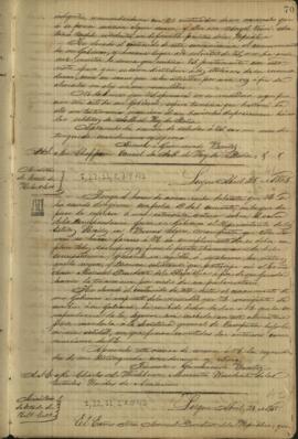 Oficio de Gumesindo Benítez, Ministro de Relaciones Exteriores de Paraguay a Lorenzo Chapperon.