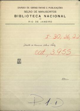 Decreto de Francisco Solano López, Presidente de Paraguay, concediendo a Jose Berges, el grado de Comendador de la Orden Nacional del Merito.