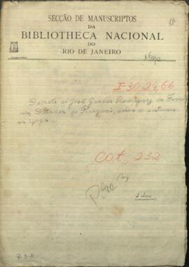 Decreto de José Gaspar Rodríguez de Francia determinando que las pertenencias de la Iglesia de la Encarnación sean transportadas