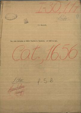 Una nota dirigida con fecha 28 de octubre al Señor comisionado Charles Washburn.
