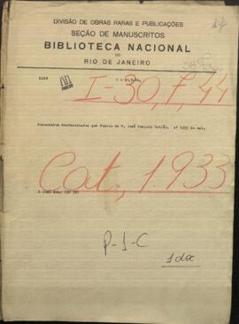 Documentos testimoniados que fueron de D. José Joaquin Patiño, comprados por el Exmo. Señor General.