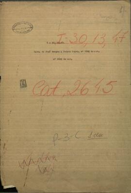 Carta de Jose Berges, Ministro de Relaciones Exteriores de Paraguay, a Francisco Solano López, Presidente de Paraguay.