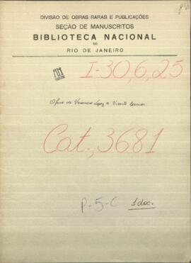 Oficio de Venancio López, Ministro de Guerra y Marina de Paraguay al Comandante, Vicente Barrios.