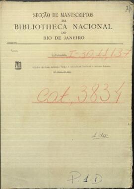 Oficio de Juan Antonio Ortiz y Sebastian Insfran, respectivamente Jefe de Milicias y juez de paz de Limpio, al Pdte. Francisco Solano López.