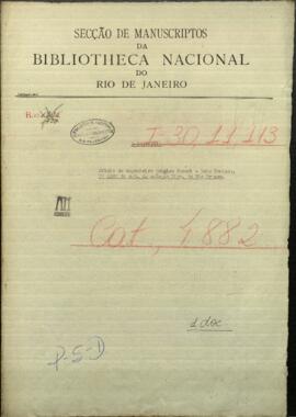 Oficio de Ingeniero químico Parodi al Ministro de Guerra y Marina de Paraguay, Luis Caminos.