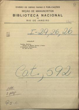 Oficio del Ministro de Relaciones Exteriores del Paraguay, Benito Varela, al cónsul de Brasil en este país, Pedro de Alcántara Bellegarde.