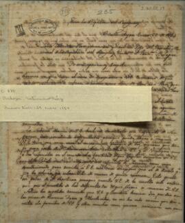 Carta de Saturnino Díaz Bedoya al Ministro Plenipotenciario y general en jefe del Ejército Paraguayo, Francisco Solano López.