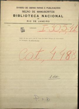 Copia de una carta que el Baron de Sousa, dirigida a Antonio Augusto de Vasconcelos, Vice cónsul de Portugal.