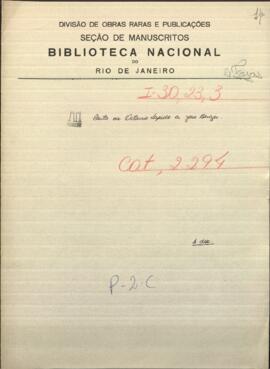 Oficio del Ministro Plenipotenciario de Uruguay en Paraguay Octavio Lapido a Jose Berges, Ministro de Relaciones Exteriores de Paraguay.