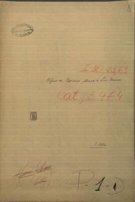 Oficio de Cipriano Alviro al Encargado de la Comisión de Guerra en Humaitá, Luis Caminos.