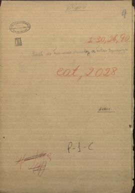 Carta del Ministro de Relaciones Exteriores del Paraguay, Francisco Sanchez al Agente Confidencial, Felix Egusquiza.