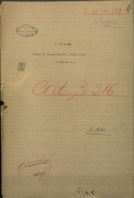 Oficio del Coronel Vicente Barrios, dirigido al Pdte. de Paraguay, Francisco Solano López.