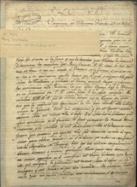 Oficio de José María Paz, Director de la Guerra contra Rosas, al Congreso de la Provincia de Corrientes, refiriéndose a los acontecimientos relacionados con la guerra.