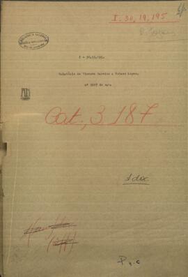 Relatorio del Coronel Vicente Barrios, dirigido al Pdte. de Paraguay, Francisco Solano López.