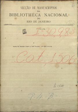 Carta de Benigno López a José Berges, en misión del Gobierno paraguayo en Washington.