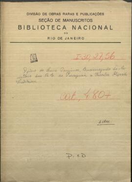 Oficio de Luis Caminos, Ministro encargado de Relaciones Exteriores a Charles A. Washburn.