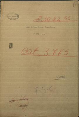 Oficio de Tomaz Frutos a Francisco Solano López, Pdte. de Paraguay.