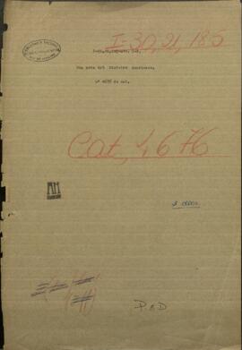 Una nota del Ministro americano, Charles A. Washburn a Gumesindo Benítez, Mtro. de Paraguay.