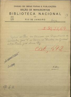 Oficio de Presidente de la Cámara de Diputados de Corrientes, José V. de Cosio al Director de Guerra, contra Rosas, José María Paz.