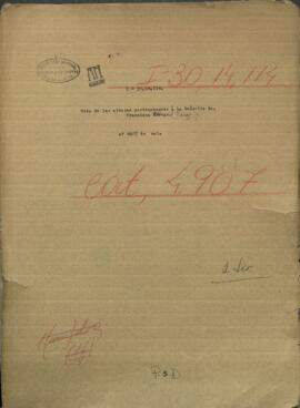 Nota de las alhajas pertenecientes a la Señorita Francisca Ariga y también su fondo en billetes.