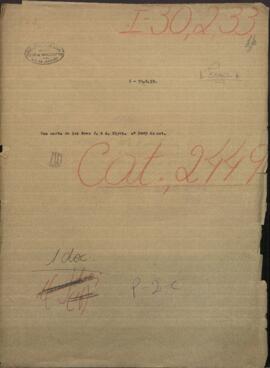 Una carta de los Señores J y A Blyth, dirigidas a Jose Berges Ministro de Relaciones Exteriores de Paraguay.