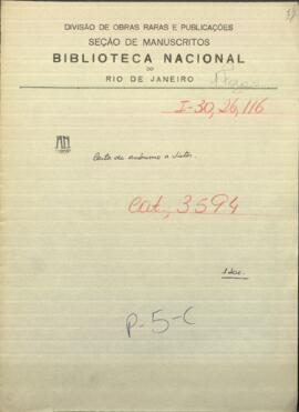 Carta anónimo a Victor, prestando informaciones sobre movimientos de tropas de Montevideo en San Eugenio.