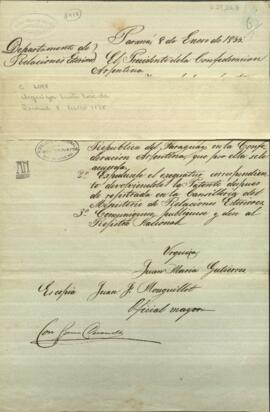 Decreto del Presidente de la confederación Argentina, Justo José de Urquiza.