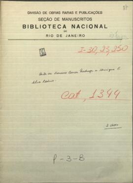 Carta de Francisco Correa Madruga, cónsul de Portugal en Paraguay a Henrique E. Silva Rosario.