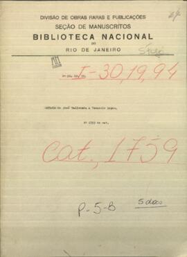 Oficio de José Vallonera Comandante de Villa Franca dirigidos a Venancio López.