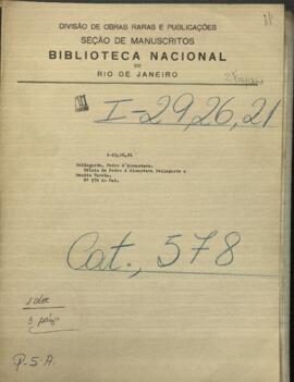 Oficio del cónsul de Brasil en el Paraguay Pedro de Alcántara Bellegarde, al Ministro de Relaciones Exteriores de este país, Benito Varela.