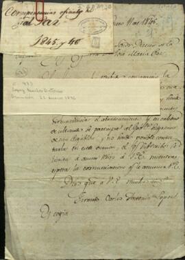 Carta de Carlos Antonio López. Presidente del Paraguay a José María Paz, acusando el recibimiento de una nota del 31 de diciembre de 1845, juntamente con cuatro documentos.