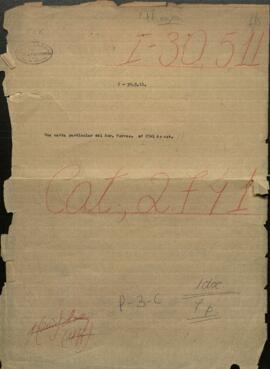 Una carta particular del Dor. Torres, dirigida a Jose Berges, Ministro de Relaciones Exteriores de Paraguay.