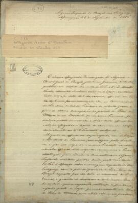 Oficio de Pedro de Alcántara Bellegarde, encargado de negocios del Brasil en el Paraguay, a Benito Varela, Ministro de Relaciones Exteriores del Paraguay.