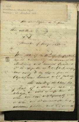 Carta de Charles Alfred Washburn Ministro de los Estados Unidos a Francisco Sánchez, sobre la muerte de Carlos Antonio López.