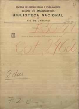 Cartas de Alfred du Graty, Encargado de Negocios de Paraguay en Bélgica, a Jose Berges, Ministro de Relaciones Exteriores de Paraguay.