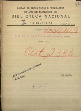 Relaciones de material proporcionado por las diversas unidades del Ejercito de Paraguay, asignados por Carlos Silva.