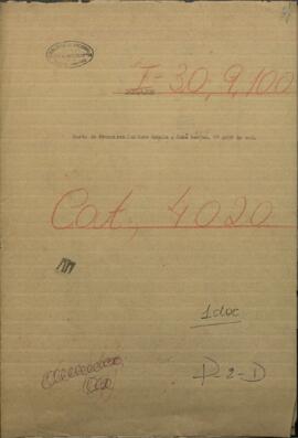 Carta del General Francisco Isidoro Resquin, a Jose Berges, Mtro. de Relaciones Exteriores de Paraguay.