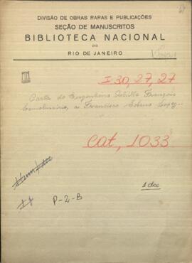 Carta de ingeniero Achille Francois Lamolinairie, Francisco Solano López, Ministro de guerra y marina del Paraguay, solicitando un empleo de ingeniero militar.