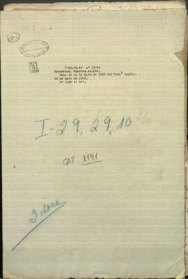 Nota del 15 de mayo de 1856, del cónsul Ingles, con su traducción solicitando la anuencia del supremo gobierno de la Republica.