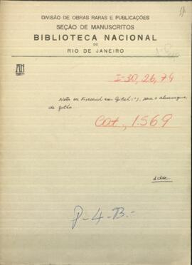 Nota de Friedrich Von Gulich, encargado de negocios de Prussia en Montevideo.