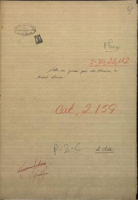 Nota del Ministro de Relaciones Exteriores de Uruguay, Juan Jose de Herrera al Ministro Plenipotenciario de esa República en Argentina.