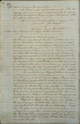 Carta de Jose Berges, Ministro de Relaciones Exteriores de Paraguay, a Leonardo de Sousa Leitte.