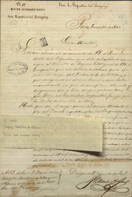 Oficio de Francisco Solano López, en misión extraordinaria del Paraguay en Europa, a Benito Varela.
