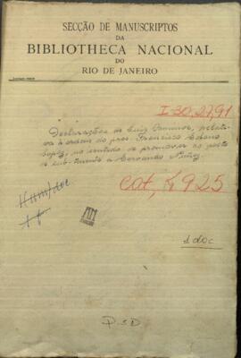 Declaración de Luis Caminos, Ministro dde Guerra y Marina de Paraguay.
